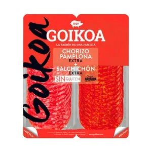 Goikoa Chorizo de Pamplona y Salchichón de Categoría Extra, Cortados en Lonchas 2 X 90 G. 180 G