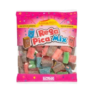 Golosinas Rega Pica Mix Hacendado Sabor Fresa, Frambuesa, Manzana y Cola Ácida 0.3 KG