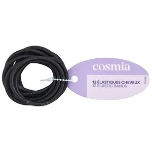 Cosmia Gomas para Pelo Elásticas de Color Negro 12 Uds.