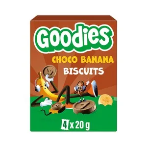 Goodies Galletas Infantiles con Cacao, Sabor Plátano, a Partir de 9 Meses 4 X 20 G. 80 G