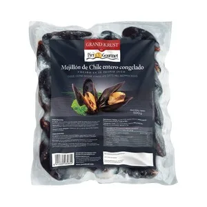Grand Krust Mejillón de Chile, Entero, Cocido en Su Propio Jugo y Congelado Grand Krust 500 G.
