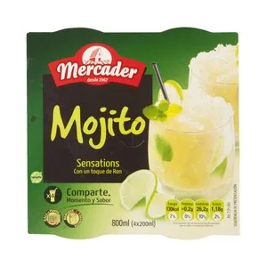 Mercader Granizado de Mojito con un Toque de Ron y sin Gluten Mercader 4 X 200 Ml. 760 ML