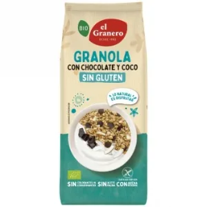 Granola con Chocolate y Coco Ecológico el Granero sin Gluten 350 G.