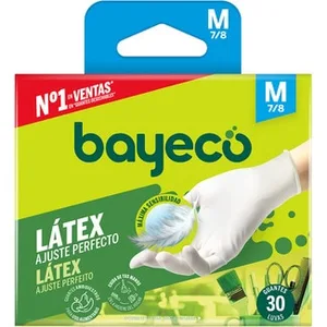 Guante Látex Blanco Ajuste Perfecto Talla M Bayeco