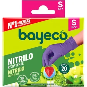 Guante Morado Nitrilo Resistente Talla S  Bayeco 20 Unidades