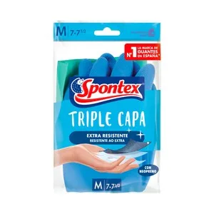 Spontex Guantes de Látex y Algodón Especial Baños Talla Mediana Triple Capa 7-7 1/2 Spontex 1 Par