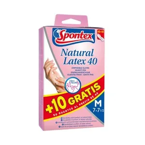 Spontex Guantes de Látex y Algodón Fino Talla M, 7-7 1/2 Spontex 40 + 10 Uds. 40 UD