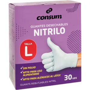 Guantes Desechables Nitrilo Talla G 30 u