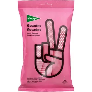 Guantes Flocado Rosa Talla Grande con el Interior de Algodón Par el Corte Ingles