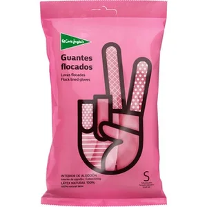 Guantes Flocado Rosa Talla Pequeña con el Interior de Algodón el Corte Ingles