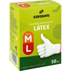 Guantes Látex Talla Mediana/grande 50 u