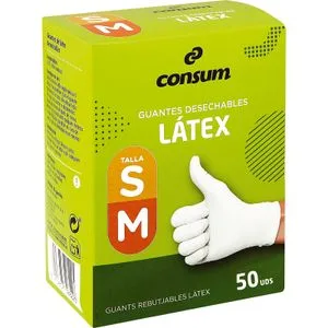 Guantes Látex Talla Pequeña/mediana 50 u