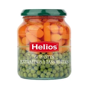 Helios Guisantes Extrafinos y Zanahorias Frasco de 230 G.