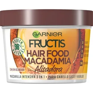 Hair Food Macadamia Mascarilla de Pelo Intensiva 3 en 1 Alisadora Con/sin Aclarado para Cabello Seco y Rebelde Fructis