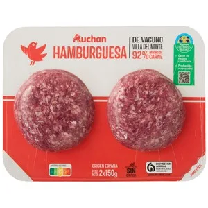 Alcampo Cultivamos LO Bueno Hamburguesas de Vacuno Villa del Monte  2 X 150 G. 300 G