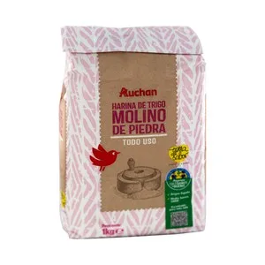 Alcampo Cultivamos LO Bueno Harina de Trigo para Cualquier Uso Hecha en Molino de Piedra 1 Kg. 1000 G