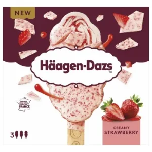 Helado Bombón Creamy Strawberry Häagen-dazs sin Gluten 3 Ud.