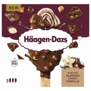 Helado Bombón Roasted Almond Chocolate Vainilla Häagen-dazs sin Gluten 3 Ud.