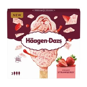 Häagen-dazs Helado Cremoso de Fresa con Salsa de Fresa 3 X 80 Ml. 240 ML
