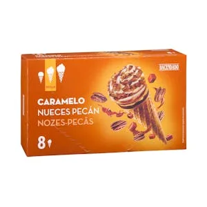Helado Cucurucho Sabor Caramelo y Vainilla con Nueces Pecán Hacendado 0.56 L
