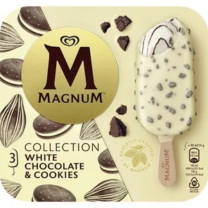 Helado de Chocolate Blanco con Cookies 3 Unidades  Magnum 270 ML