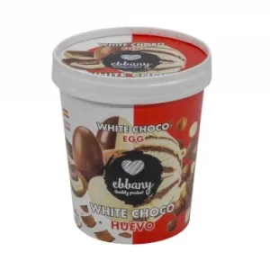 Helado de Chocolate Blanco con Salsa de Cacao y Avellanas Ebbany Quality Product 320 G.