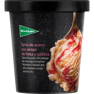 Helado de Tarta de Queso con Sirope de Fresa y Galletas el Corte Ingles