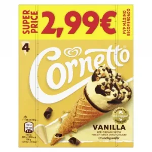 Helado de Vainilla Cornetto 4 Ud.