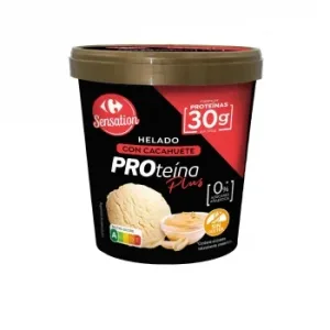 Helado Proteína con Cacahuete Carrefour Sensation sin Gluten y sin Azúcar Añadido 300 G.