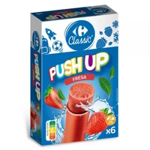Helado Push Up de Fresa Carrefour sin Gluten 6 Ud.
