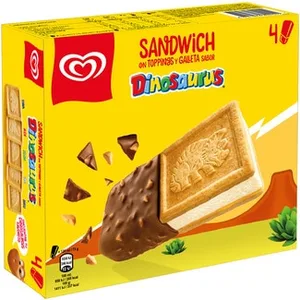 Helado Sándwich con Toppings y Galleta Sabor Dinosaurus 4 Unidades Frigo