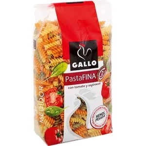 Pasta Espirales Integrales de Tomate y Espinacas Gallo 400 G.
