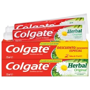 Colgate Herbal Original Pasta de Dientes con Flúor e Ingredientes Naturales 2 X 75 Ml. 150 ML