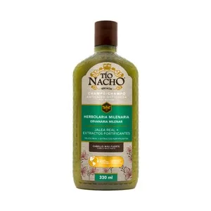 TIO Nacho Herbolaria Milenaria Champú Anticaida por Rotura con Jalea Real y Extractos Fortificantes 330 Ml.
