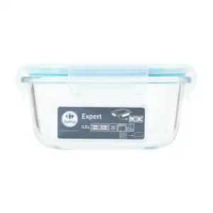 Hermético de Vidrio Borosilicato Cuadrado 0,5 L Carrefour Home