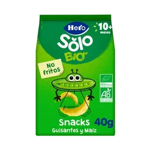 Hero Solo Bio Snacks de Guisantes y Maíz de Origen 100% Ecológicos, a Partir de 10 Meses 40 G.