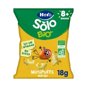 Hero Solo Bio Snacks Infantiles No Fritos de Cereales y Mango Ecológicos, sin Sal Añadida , a Partir de 8 Meses 18 G.