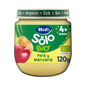Hero Solo Bio Tarrito de Fruta (pera y Manzana) Ecológica, a Partir de 4 Meses 120 G.