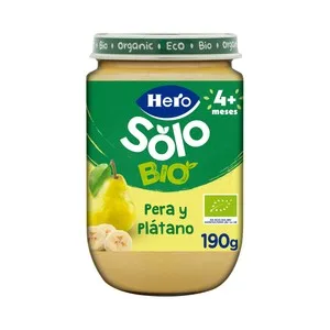 Hero Solo Bio Tarrito de Fruta (pera y Plátano), Ecológicas a Partir de 4 Meses 190 G