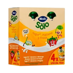 Hero Solo Bolsitas de Yogur con Plátano y Fresa a Partir de 12 Meses 4 X 100 G. 400 G