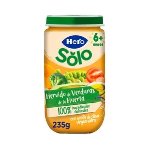 Hero Solo Tarrito de Hervido de Verduras de la Hueta (textura Suave), a Partir de 6 Meses 235 G.