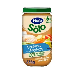 Hero Solo Tarrito de Verduras con Merluza (textura Suave), a Partir de 6 Meses 235 G.