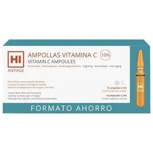 HI Antiage Ampollas Faciales Iluminadoras con Efecto Flash y Vitamina C (10%) 10 X 2 Ml. 10 UD