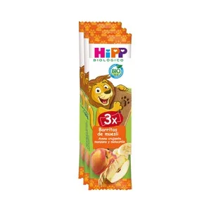 Hipp Biológico Barritas de Cereales Biológicos (avena) con Fruta (manzana y Melocotón) a Partir de 12 Meses 3 X 20 G. 60 G