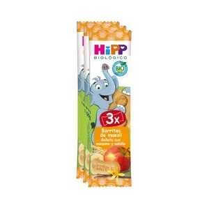 Hipp Biológico Barritas de Cereales Biológicos con Fruta (manzana) y Vainilla a Partir de 12 Meses 3 X 20 G. 60 G