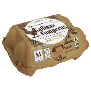 Granjas Villarreal Huevos de Gallinas Camperas Clase M - L y Cat. a  6 Uds.