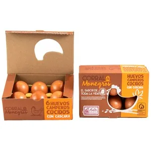 Monegros Huevos de Gallinas Camperas Cocidos con Cáscara Clase M-l y Cat. a 6 Uds.