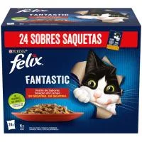Alimento Húmedo de Carnes para Gato Félix Fantastic, Caja 2040 G