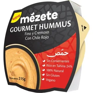 Hummus Gourmet con Chile Rojo Fino y Cremoso sin Gluten Mezete