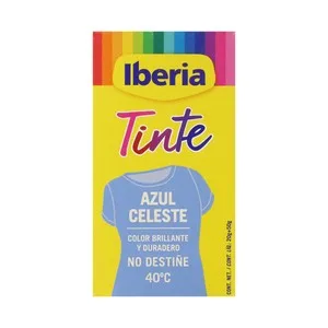 Iberia Tinte para Ropa de Color Azul Celeste (permite Teñir a Baja Temperatura 40ª) Iberia 1 Ud.
